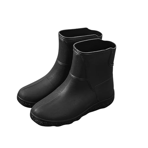 QUINTRA Wasserdichte kurze Regenstiefel für Herren Gummi Casual Rutschfeste flache Regenstiefel Outdoor Walking Wandern Gartenschuhe (Black, 40) von QUINTRA