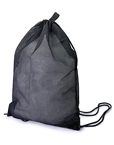 QWORK Netztasche Turnbeutel Sportbeutel für Schwimmen Tauchen Reisen Fitnessstudio - 45 cm x 60 cm - Schwarz von QWORK