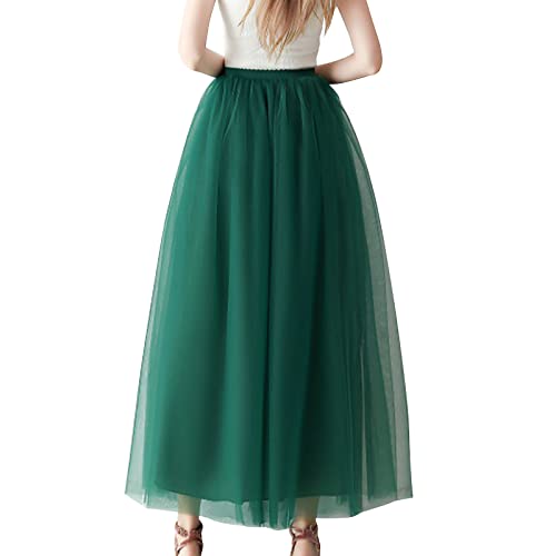 Frauen Hohe Taille Großer Rock Elastischer Gürtel Netzrock Party Tutu Puffy Rock Bad G Damen Knielang High Waist Rock Damen Tüllrock Damen Rock Elegant (Green, One Size) von QWUVEDS