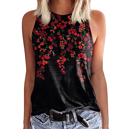 Grafik-Tanktops für Damen, Sommer, locker, ärmellos, Mode, Bedruckt, Rundhals-T-Shirts Top Schwarz Sexy T Shirt Damen Kurzarm Mit Druck Damen T-Shirt Locker Personalshop Lashirt Damen Ärmellos von QWUVEDS