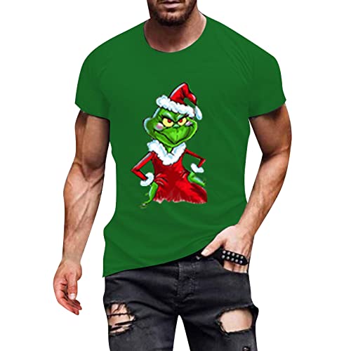 Grinch Christmas Tshirt Weihnachts t-Shirt Herren t-Shirts+für+Herren t-Shirt Herren Rundhals t-Shirt Herren lustig Grinch Sports Wear Tshirt Herren Tshirt Sommer Sport t-Shirt Herren Langarm von QWUVEDS