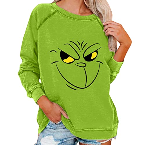 Grinch Tshirt Grinch kostüm Damen Weihnachtspullover Damen Unsiex Weihnachten Pullover Lustige 3D Gedruckt Langarm Weihnachten Jumper Weihnachtspulli Ugly Christmas Pullover Tops Weihnachtsmotiv von QWUVEDS