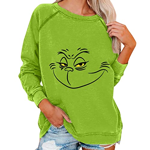 Grinch Tshirt Grinch kostüm Damen Weihnachtspullover Damen Unsiex Weihnachten Pullover Lustige 3D Gedruckt Langarm Weihnachten Jumper Weihnachtspulli Ugly Christmas Pullover Tops Weihnachtsmotiv von QWUVEDS