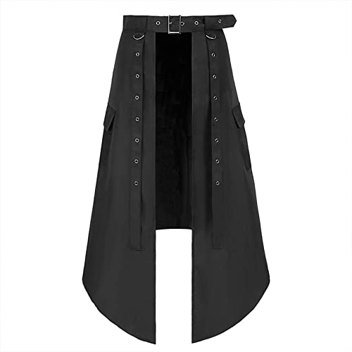 Herren Röcke Mittelalter Cosplay Punk Maxirock Gothic Sexy Kette Passende Röcke Top Herren Gothic Asymmetrischer Rock Gotischer asymmetrischer Rock Asymmetrischer Rock im Gothic-Stil von QWUVEDS