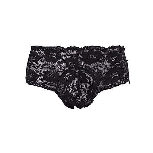 Herren Sexy Unterwäsche Rose Lace Transparent Mesh Low Waist Boyshort Unterwäsche Herren Kurz Spitze atmungsaktiv Skiny Unterhosen Herren Unterhosen männer lang Unterhosen von QWUVEDS