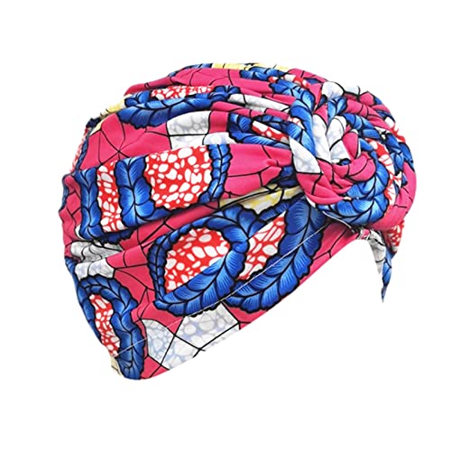 -Hut-Kappe ethnische böhmische Blumen-Haar-Abdeckungs-Verpackungs-Turban-Kopfbedeckung-Turban-Kappe Stirnbänder Strick (Hot Pink, One Size) von QWUVEDS