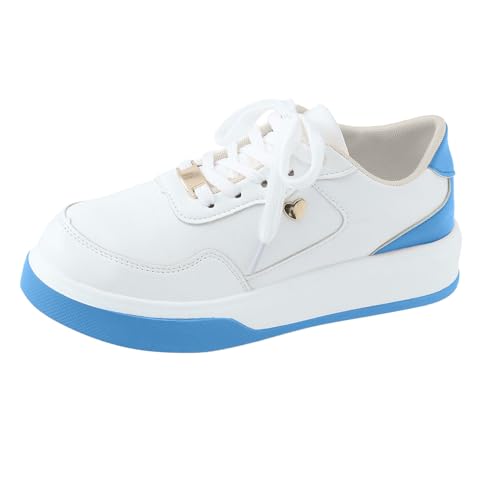 Modische, farbblockierende -Schnürschuhe für Damen, bequeme, lässige Sportschuhe mit dicken Sohlen Gefütterte Damen Schuhe Herren Laufschuhe Herren Sportschuhe Herren Joggingschuhe Herren (Blue, 40) von QWUVEDS