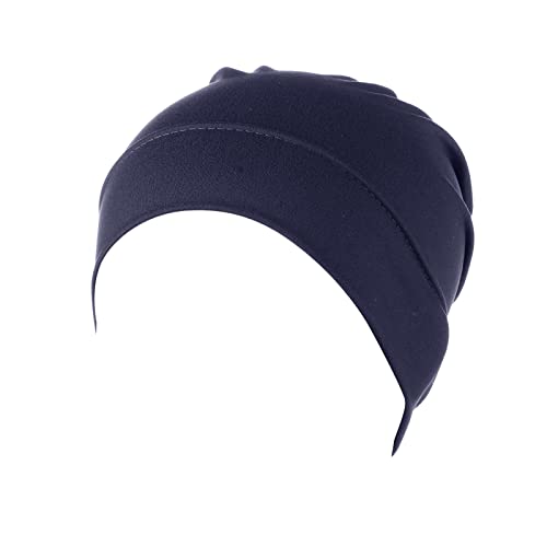 Muslimische Kopftuchmütze für Damen, europäische amerikanische Mode, Milchseide, Pferdeschwanz, Kopftuch Kopfband Kinder (Navy, One Size) von QWUVEDS