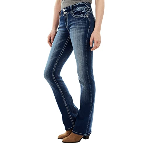 QWUVEDS 2023 Damenjeans Schlankheitshose mit zweireihiger, hoch taillierter, bestickter, Kurve Coole Mädchen Klamotten 152 Bootcut Hose Damen Schlaghose Damen Jeans Bootcut Hose Damen Elegant von QWUVEDS