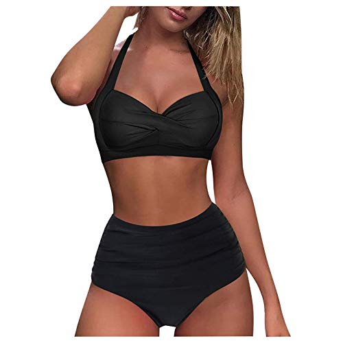 QWUVEDS Badeanzug Damen Bauchweg 44 BH-Set Push-Up-Badebekleidung Damen-Badeanzug, gepolsterte Bademode, Bade-Bikini-Badebekleidungs-Bikini-Set Tank Top Katze von QWUVEDS