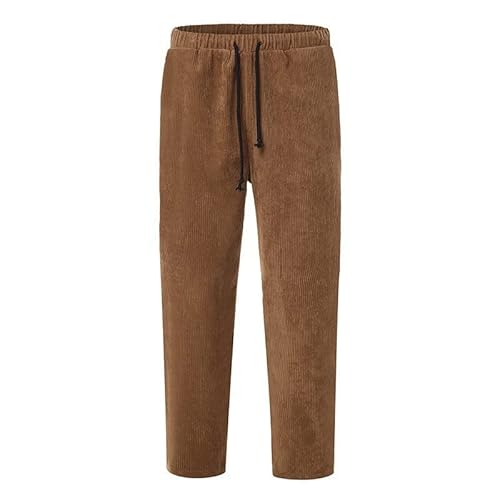 QWUVEDS Cordhose für Herren, locker, lässig, elastischer Bund, gerade geschnittene Hose 3 4 Hose Herren von QWUVEDS