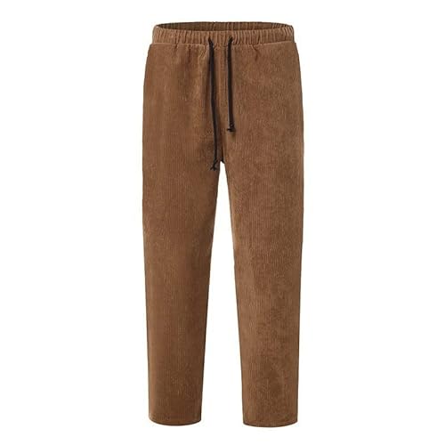 QWUVEDS Cordhose für Herren, locker, lässig, elastischer Bund, gerade geschnittene Hose 3 4 Hose Herren von QWUVEDS