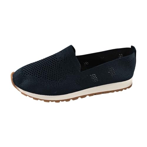 QWUVEDS Damen Slip On Travel Weiche Sohle Bequeme Schuhe Outdoor Solide Mesh Mode Atmungsaktive Schuhe Schwarze Damenschuhe 39 (Navy, 39) von QWUVEDS