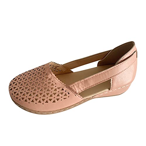 QWUVEDS Freizeit-Gelegenheits-Mode-Sandalen Dreifach Outdoor-Frauen atmungsaktive Schuhe Frauen-Sandalen Walking Schuhe Damen Weit (Pink, 40) von QWUVEDS
