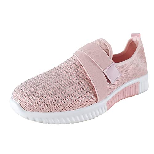 QWUVEDS Freizeit im freien Slip on Freizeit Schuhe atmungsaktive für Frauen Damen Schuhe Sommer Sandalen (Pink, 42) von QWUVEDS