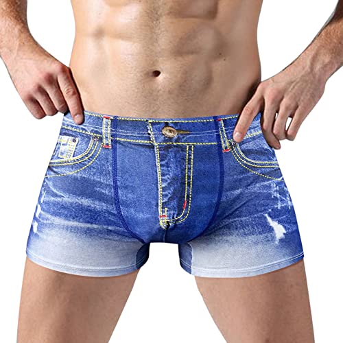 QWUVEDS Herren Unterhosen Boxershorts Unterhosen Herren Boxershorts Boxer Mid Casual Briefs Unterwäsche Wasite Bedruckte Baumwolle für Herren atmungsaktive Herrenunterwäsche Cowboy Unterwäsche von QWUVEDS