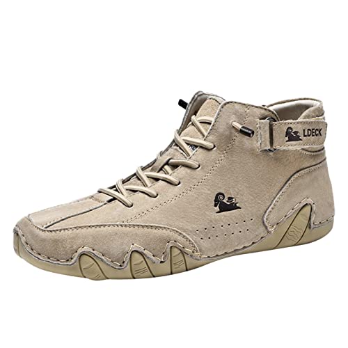 QWUVEDS Herrenschuhe High Top Lace Up Hook Loop Sportschuhe Freizeitschuhe Herren Plus Size Ankle Boots Weiße Herren Schuhe Sportschuhe Herren Sommerschuhe Herren Joggingschuhe Herren (Khaki, 44) von QWUVEDS