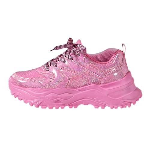 QWUVEDS Mode-Schnür-Plateau-Sneaker für Paare, lässige, Bequeme, rutschfeste Schuhe Bequeme Schuhe Damen (Pink, 40) von QWUVEDS