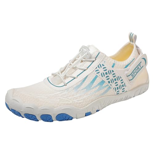 QWUVEDS Paar Sportschuhe Outdoor Waten rutschfeste Strandschuhe Tauchschuhe Schwimmen Reiten Fitness Plus Größe Fünf-Finger-Schuhe Schuhe Mit Damen (White, 45) von QWUVEDS