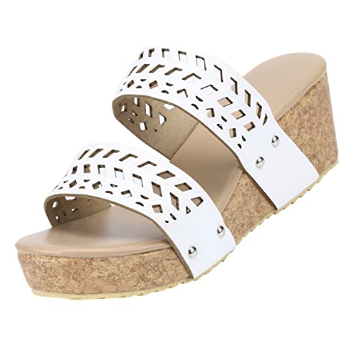 QWUVEDS Sandalen atmungsaktiv Frauen Open Beach Hollow Keils Toe Sommerschuhe ausrutschen Frauen Hausschuh Weise Schuhe Für Damen Damen Hausschuhe Sommer Freizeitschuhe Damen (White, 37) von QWUVEDS