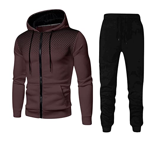 QWUVEDS Winter Sportanzug Winter-Herren-Hoodie mit Kapuze und Polka Dot-Hoodie, Sportbekleidung und Fitness-Anzug Jogginganzug Jungen Herren Trainingsanzug Set Lange Ärmel zu Hause Geschäft von QWUVEDS