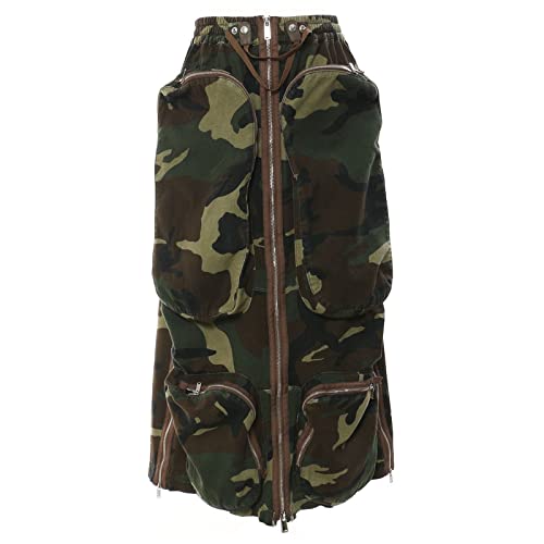 Reversibler, mittellanger Heavy-Industrie-Reißverschluss mit Taschen und Werkzeugrock, Rock mit Röhrenoberteil Caprihose Damen 56 (Camouflage, XXL) von QWUVEDS