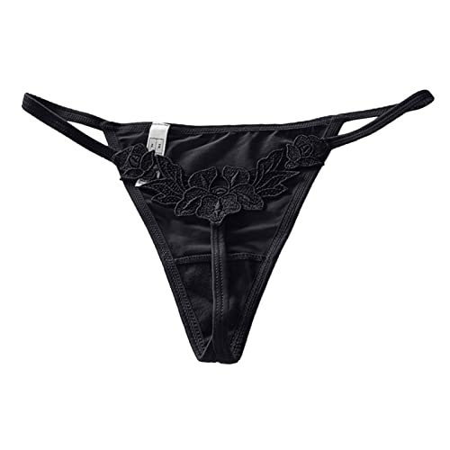 lingerie sexy for women sexy dessous damen für sex Unterwäsche frauen Floral Low G bestickt Höschen Tanga Taille Frauen Slips dünnen String nahtlos hohl sexy Unterwäsche Dessous Strapse (Black, M) von QWUVEDS