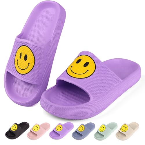 QZCEO Kinder Badelatschen Mädchen Badeschlappen Sommer Dusch Badeschuhe rutschfest Sandalen Hausschuhe Jungen Badeschlappen Strand Sandalen Pool Violett EU30 von QZCEO