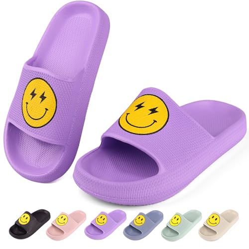 QZCEO Kinder Badelatschen Mädchen Badeschlappen Sommer Dusch Badeschuhe rutschfest Sandalen Hausschuhe Jungen Badeschlappen Strand Sandalen Pool Violett EU37 von QZCEO