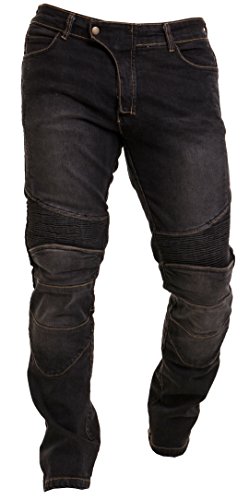 Qaswa Herren Motorradhose Jeans Motorrad Hose Motorradrüstung Schutzauskleidung Motorcycle Biker Pants, Black, 32W / 30L von Qaswa