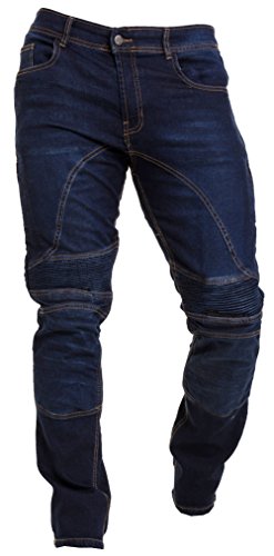 Qaswa Herren Motorradhose Jeans Motorrad Hose Motorradrüstung Schutzauskleidung Motorcycle Biker Pants-34W / 34L-Dark Blue von Qaswa