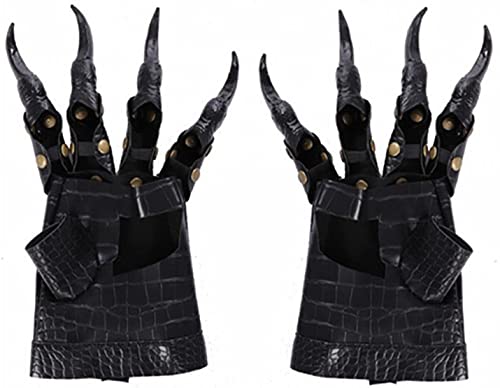 Qchomee Halloween Dragon Claw Handschuhe PU Leder mit Langen Fingernägeln Cosplay Maskerade Horror Tricky Handschuhe Kostüm Accessoires für Halloween Party Karneval Bar-Requisiten Kostüm Spiel Gloves von Qchomee