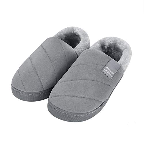 Qchomee Hausschuhe Winter Pantoffeln Plüschfutter Winterhausschuhe Warm Baumwollschuhe Geschlossen Atmungsaktive Plüschpantoffeln Indoor Outdoor Wärmehausschuhe rutschfeste Slippers für Damen Herren von Qchomee