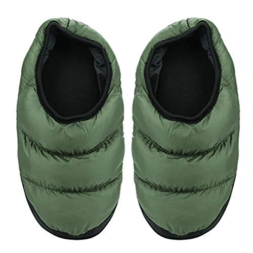 Unisex Daunenschuhe Anti Rutsch Hausschuhe Damen Herren Winter Pantoffeln Leicht Weich Winterhausschuhe Indoor Outdoor Warm Schuhe Geschlossen Slipper Warmfutter Wärmeschuhe (Armeegrün, numeric_38) von Qchomee