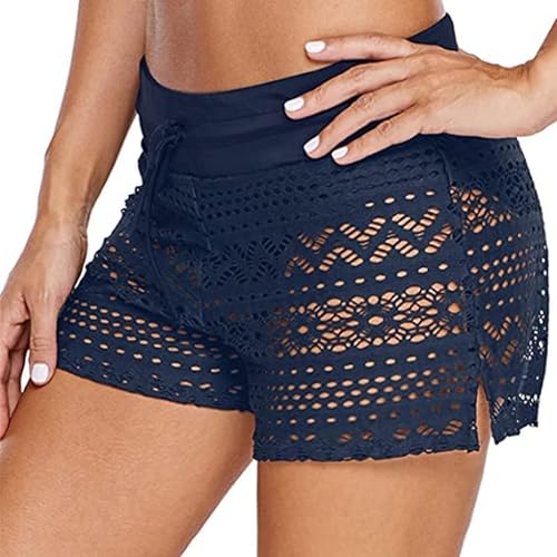 Damen Badehose Badeshorts Strand Kurze Shorts Wassersport Schnell Trocknend Sommer Hollow Spitze Schwimmhose Badeshorts Schwimmshorts Bikinihose Übergröße Hotpants Boxer Schwimmshorts (Z022, XXXXL) von Qersh