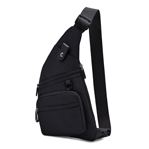 Schultertasche, Diebstahlschutz, Umhängetasche, Brust- und Schulterrucksack, schmale persönliche Tasche, Reise-Gürteltasche für Damen und Herren, Schwarz, 13.4"H x 8.3"L x 0.79"W, Casual von Qidelong