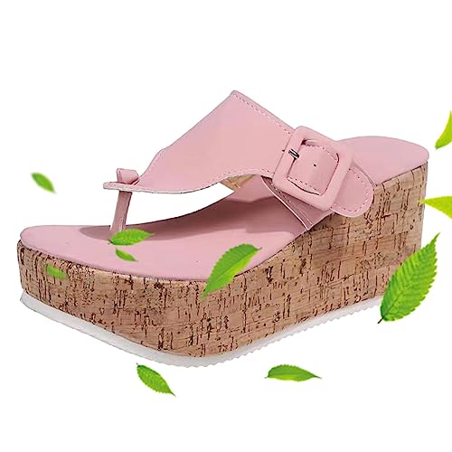 Qihuyi Sandalen Damen Sommer mit Absatz, Orthopädische Outdoor-Hausschuhe High Heels Sandalen Flipflop - Slope Heels Sandalen mit Absatz, Hausschuhe für Damen, s von Qihuyi