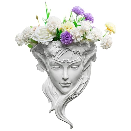 Engelskopf Blumentopf, Blumentopf zur Wandmontage aus Harz Wandbehang Art Blumentopf Engelskopf Statue Blumentopf Wandbehang Skulptur Blumentopf für Indoor-Outdoor-Dekoration Engelskopf Blumentopf, Blumentopf zur Wandmontage aus Harz Wandbehang Art Blumentopf Engelskopf Statue Blumentopf Wandbehang Skulptur Blumentopf für Indoor-Outdoor-Dekoration von Qikam