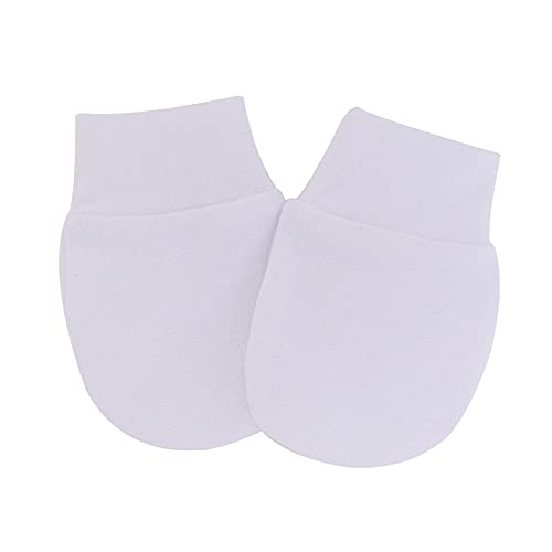 Baby Fäustling Handschuhe Sanft Einstellbar Anti Scratch Fausthandschuhe Kleinkind Säugling Kein Kratzen Handschuhe für 0-6 Monate Kleinkinder Jungen und Mädchen (Weiß, Einheitsgröße) von QinMMSPORTS