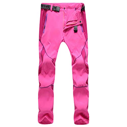 QinMMSPORTS Herren Wanderhose Wasserdicht Softshellhose Outdoorhose Winddicht Warm Gefüttert Skihose Snowboardhose Winter Trekkinghose (Rosa, XXL) von QinMMSPORTS