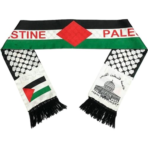 QinMMSPORTS Palästina Flagge Schal Doppelte Seite Schal Palästina Jerusalem Araber Satinschalschal Für Männer Frauen Palestinian Scarf Palästinenser Tuch Accessoire für Männer und Frauen von QinMMSPORTS