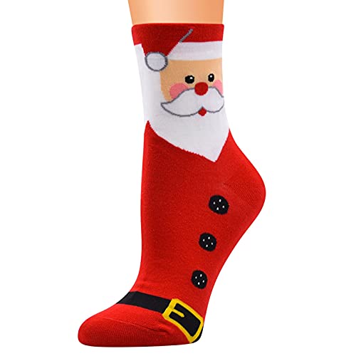 QinMMSPORTS Weihnachtssocken für Damen, Baumwolle, Bequeme Wintersocken Damensocken Flauschig 39-42 Kuschelige Wintersocken KuschelSocken Thermosocken AntiRutsch Bettsocken Haussocken (Red, One Size) von QinMMSPORTS