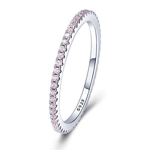 Qings 925 Sterling Silber Damen Ring, Ewigkeit Ehering Zirkonia Simuliert Diamant Stapelbar Verlobungsring Schmuck Geschenk für Frau Mädchen Größe 60 (18.9) von Qings