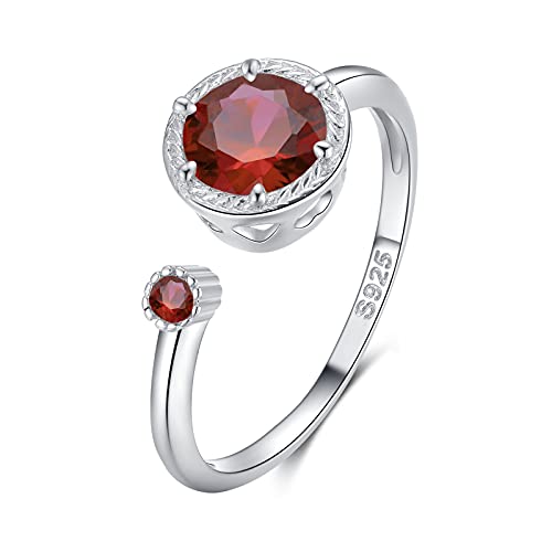 Qings Birthstone Ringe aus Geburtsstein 925 Sterling Silber, Kleine Zirkonia Verstellbare öffnen Ringe von Qings