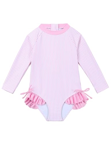 Mädchen Badeanzug Kinder Baby Langarm Einteiliger Rüschen Bademode Sonnenanzug Rash Guard Kleinkind Mädchen Badeanzug Strand tragen 1-6 Jahre von Qiraoxy