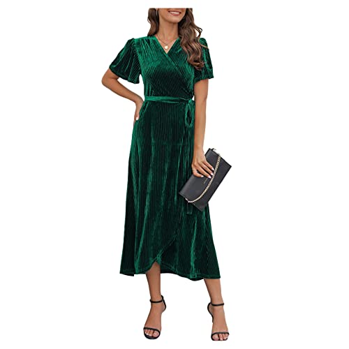 Kleider für Frauen Elegante Mittlere Länge Velvet Party Kleid Schlitzband Abschlussball Kleider von Qiribati