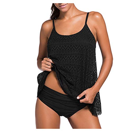 Qiribati Frauen Tankini Badeanzug-Layered Mesh-Spitze mit Top mit Gerafftem Bikini Bottom Set von Qiribati