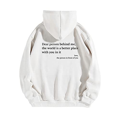 Briefdruck Langarm Kapuzenpul Tops Braune Hoodies Dear Person Behind Me Hoodie Shirt Damen You Are Enough Langarm Hoodies Sweatshirts Kawaii Preppy KleidungTeenager Mädchen Sweatshirt #X von Qixiu