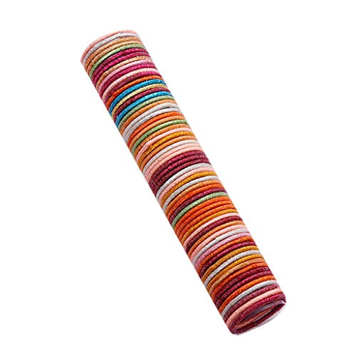 Qixiu 50 Stück 3 cm Gummi Band Banden Haare bunte Haare Zubehör Stirnbänder Mädchen Kinder (E, One Size) von Qixiu