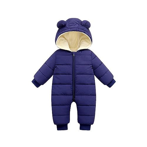 Qixiu Einteiliger Krabbelanzug aus langärmeliger Daunenbaumwolle für Kleinkinder, Mädchen und Jungen, mit extra Flor, für 0 bis 18 Monate Baby Mädchen Kleidung (Blue, 6-12 Months) von Qixiu